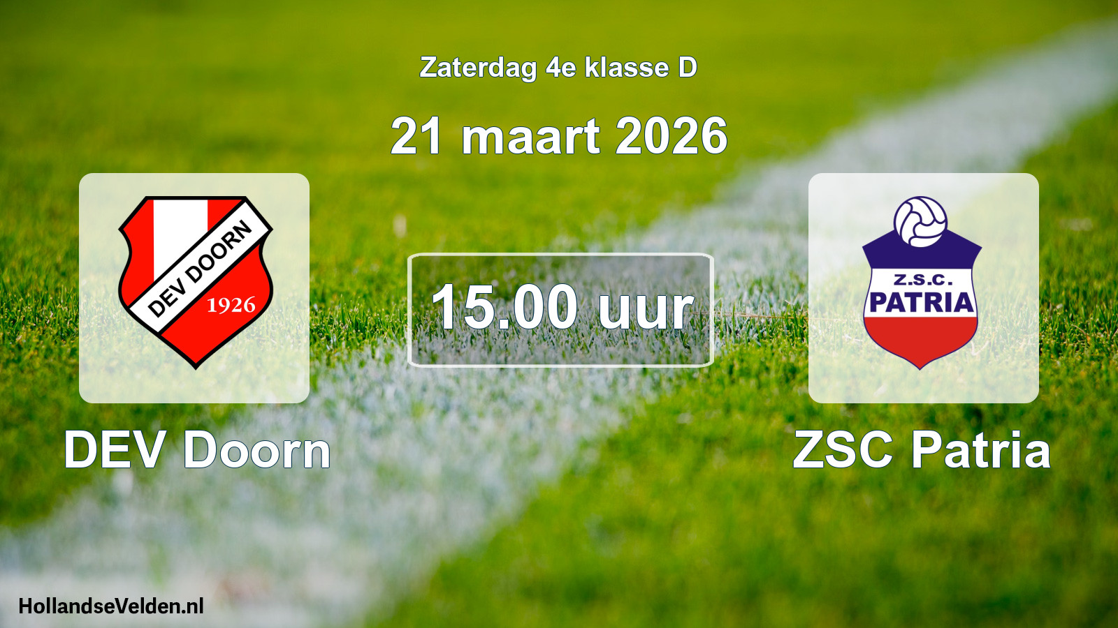Geplande wedstrijd: DEV Doorn - ZSC Patria (21 maart 2026)