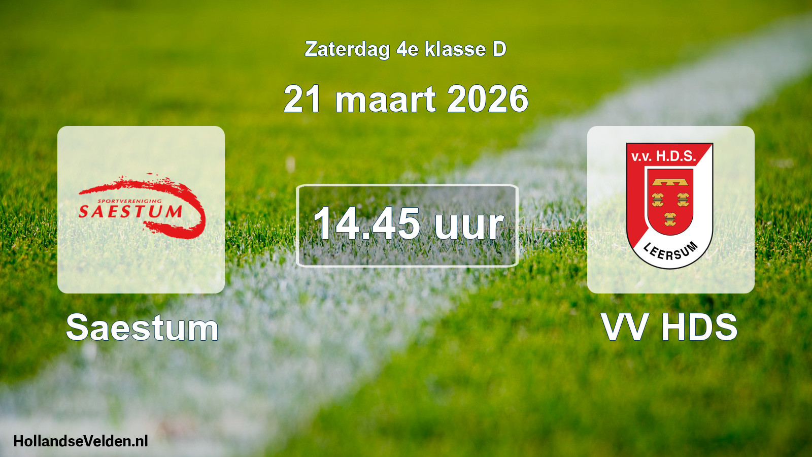 Geplande wedstrijd: Saestum - VV HDS (21 maart 2026)
