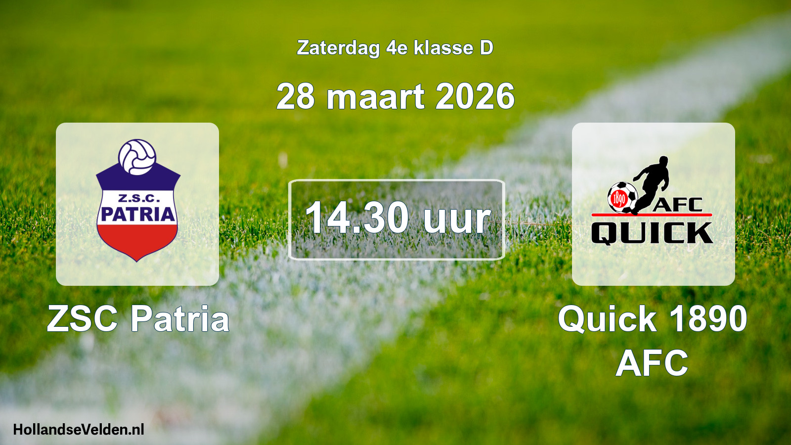 Geplande wedstrijd: ZSC Patria - Quick 1890 AFC (28 maart 2026)