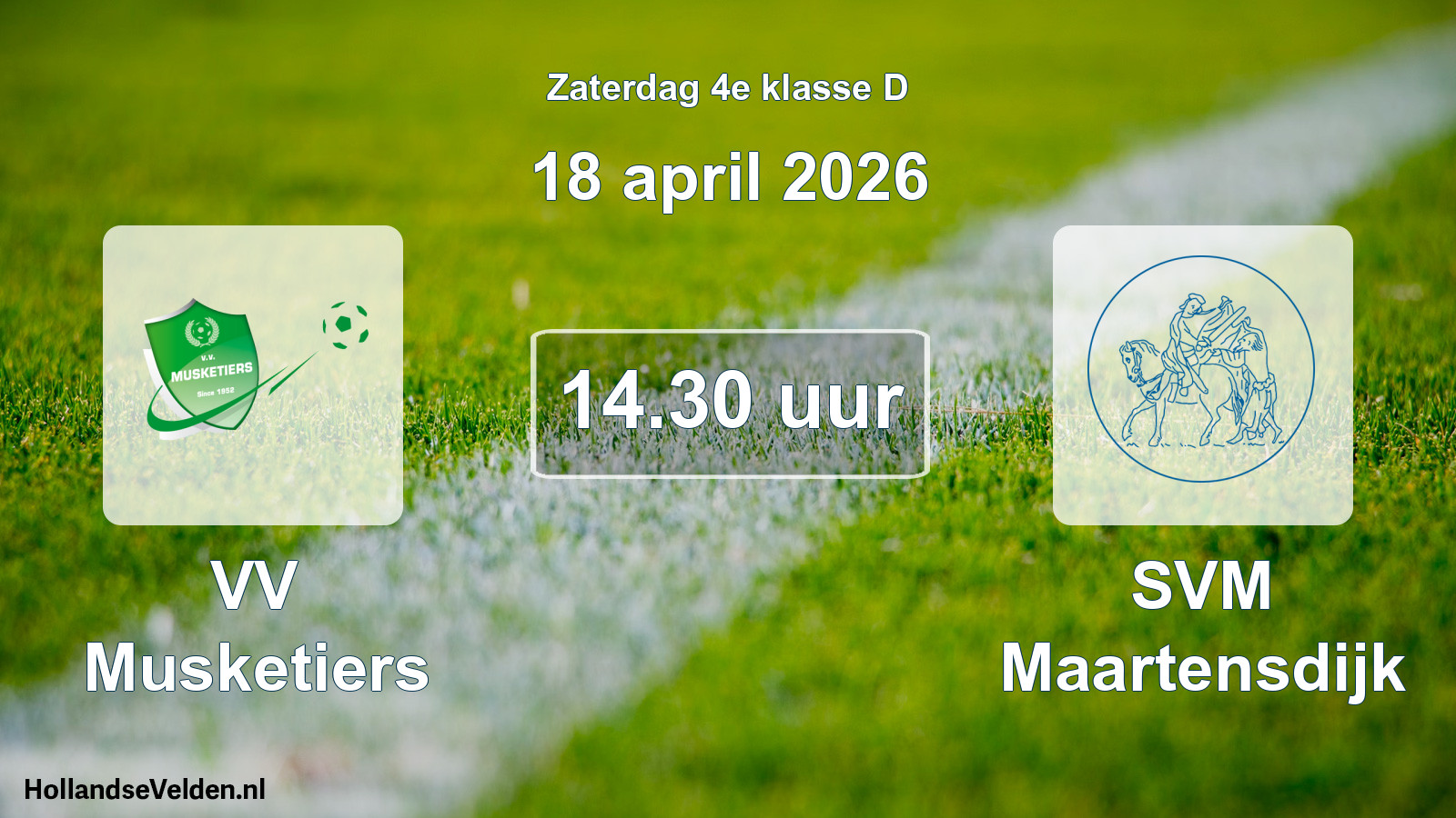 Scheduled Match: VV Musketiers - SVM Maartensdijk (18 April 2026)