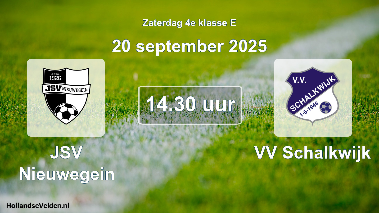 Geplande wedstrijd: JSV Nieuwegein - VV Schalkwijk (20 september 2025)