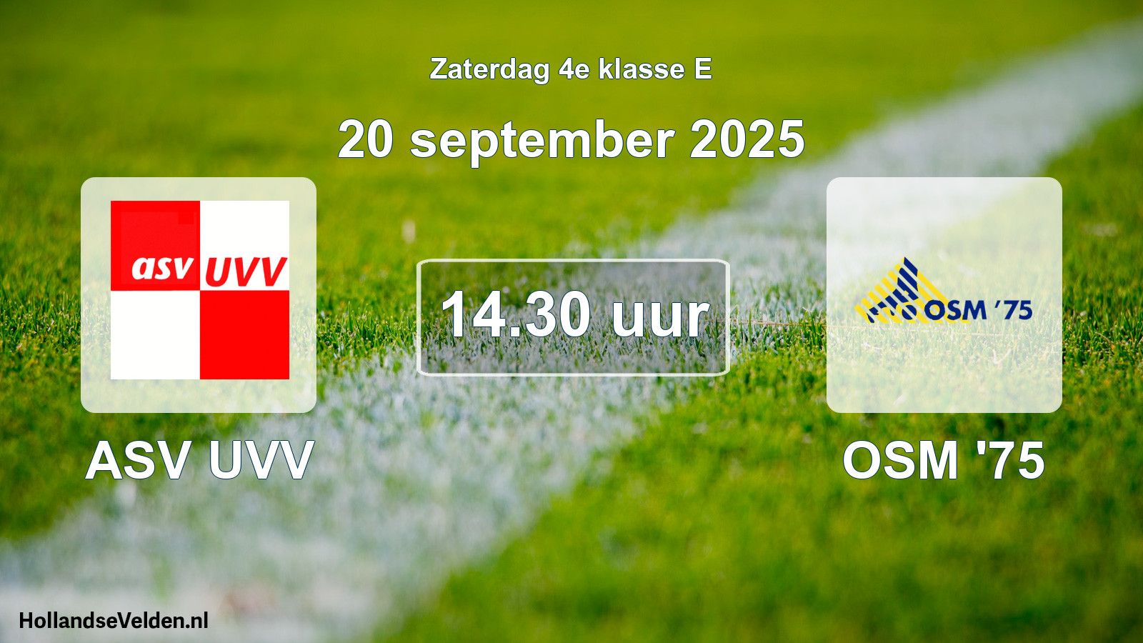 Geplande wedstrijd: ASV UVV - OSM '75 (20 september 2025)