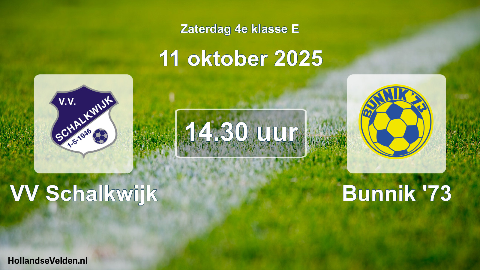 Geplande wedstrijd: VV Schalkwijk - Bunnik '73 (11 oktober 2025)