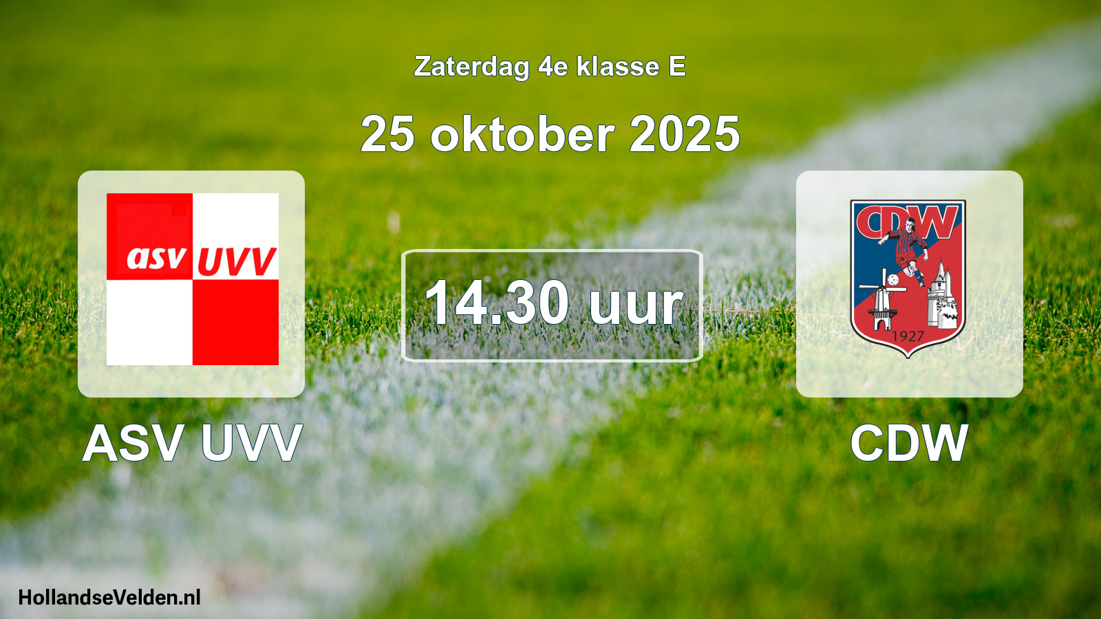 Geplande wedstrijd: ASV UVV - CDW (25 oktober 2025)