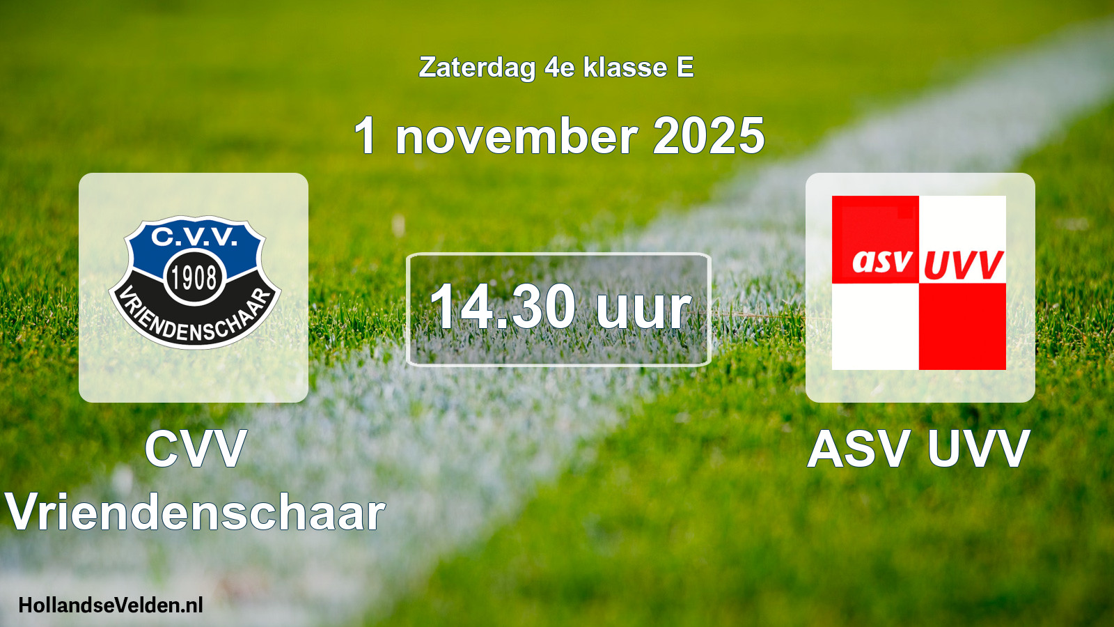 Geplande wedstrijd: CVV Vriendenschaar - ASV UVV (1 november 2025)
