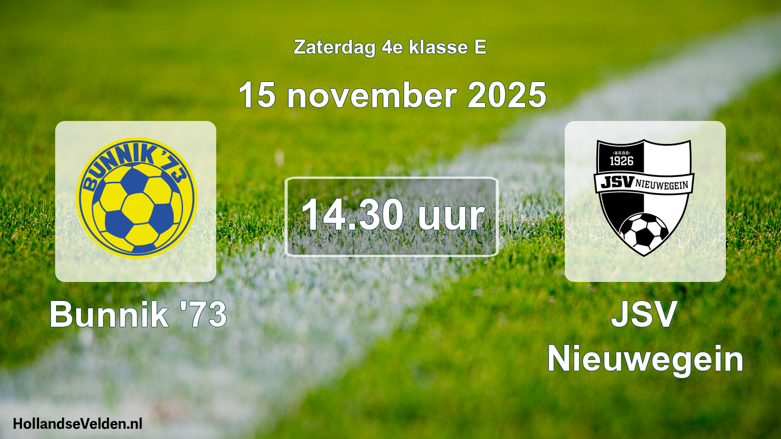 Geplande wedstrijd: Bunnik '73 - JSV Nieuwegein (15 november 2025)