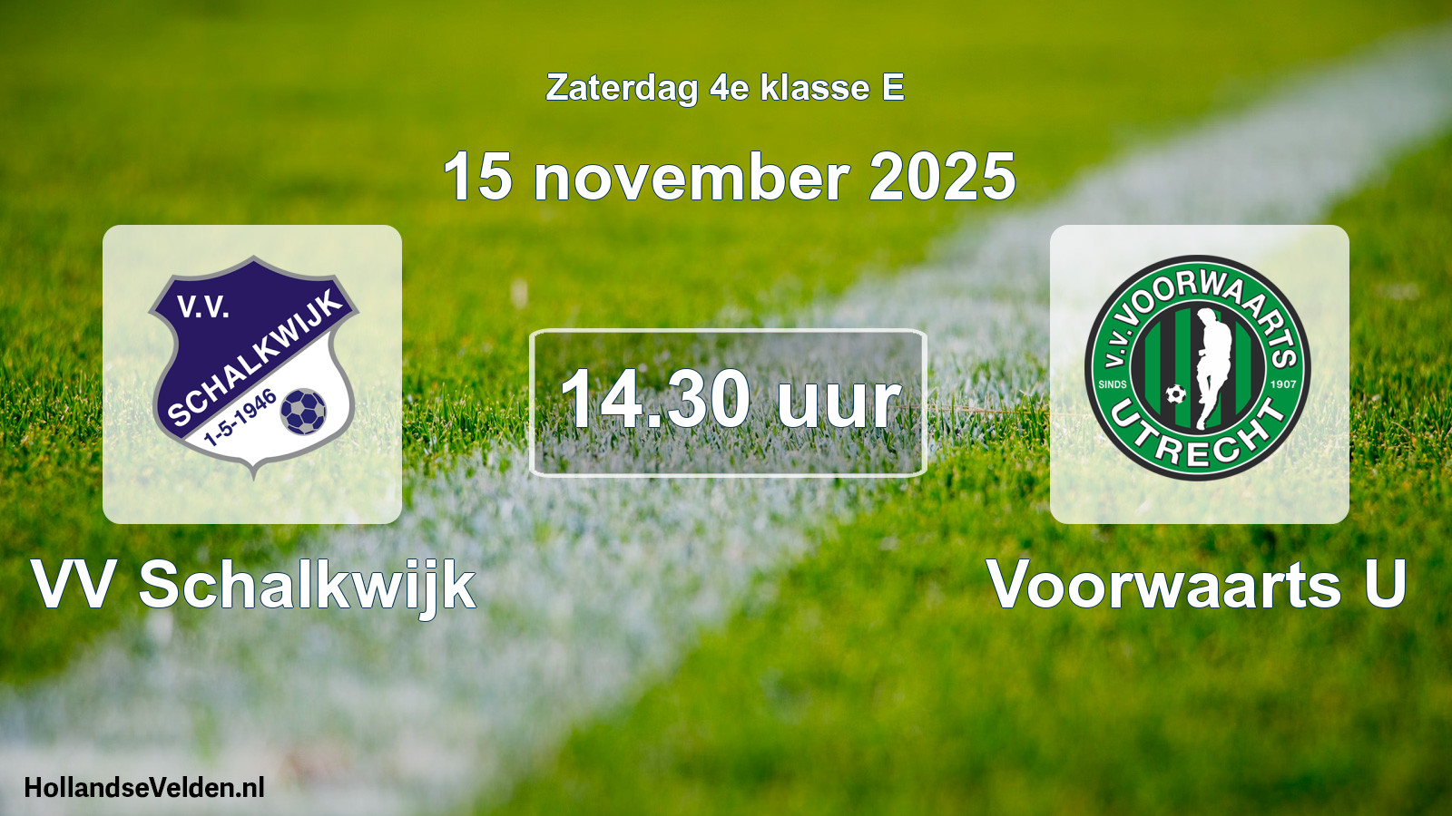 Geplande wedstrijd: VV Schalkwijk - Voorwaarts U (15 november 2025)