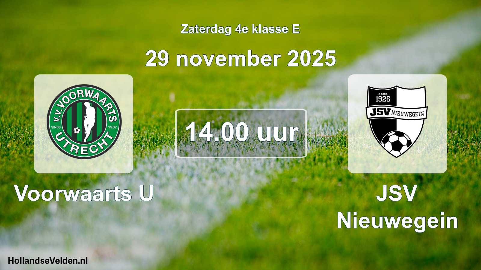 Geplande wedstrijd: Voorwaarts U - JSV Nieuwegein (29 november 2025)