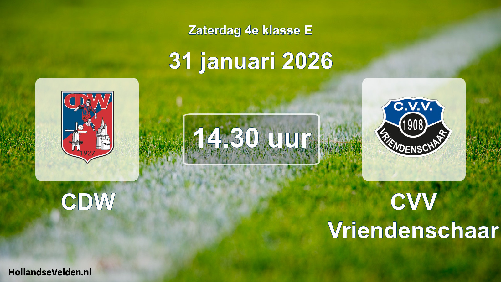 Geplande wedstrijd: CDW - CVV Vriendenschaar (31 januari 2026)
