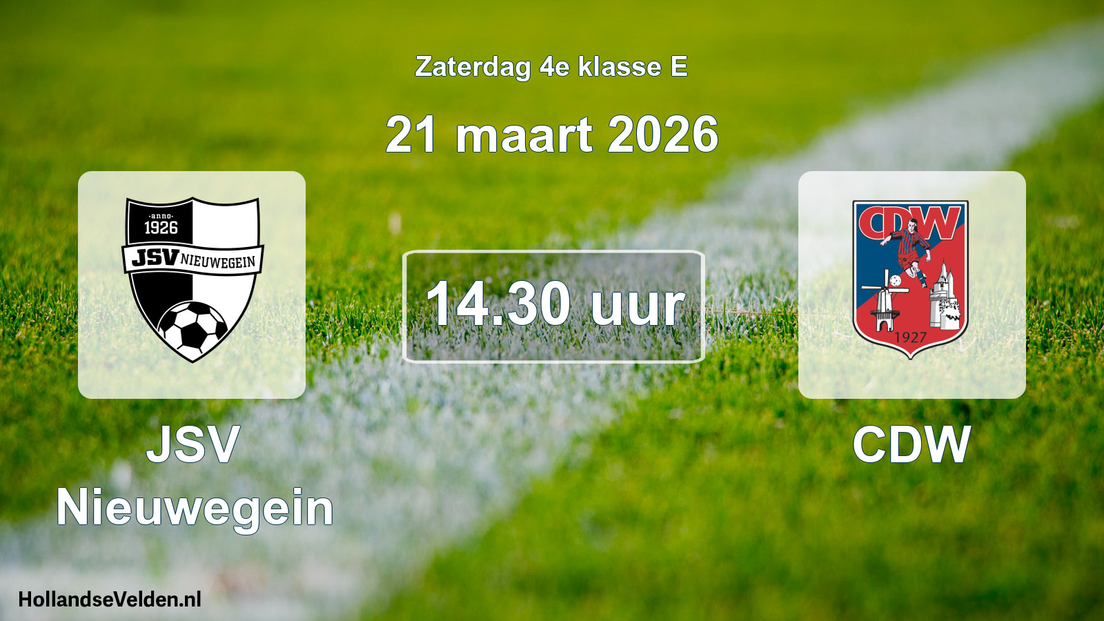Geplande wedstrijd: JSV Nieuwegein - CDW (21 maart 2026)