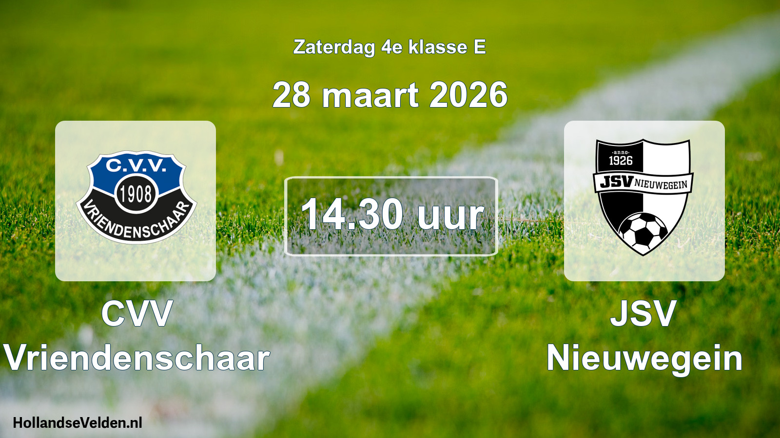 Geplande wedstrijd: CVV Vriendenschaar - JSV Nieuwegein (28 maart 2026)