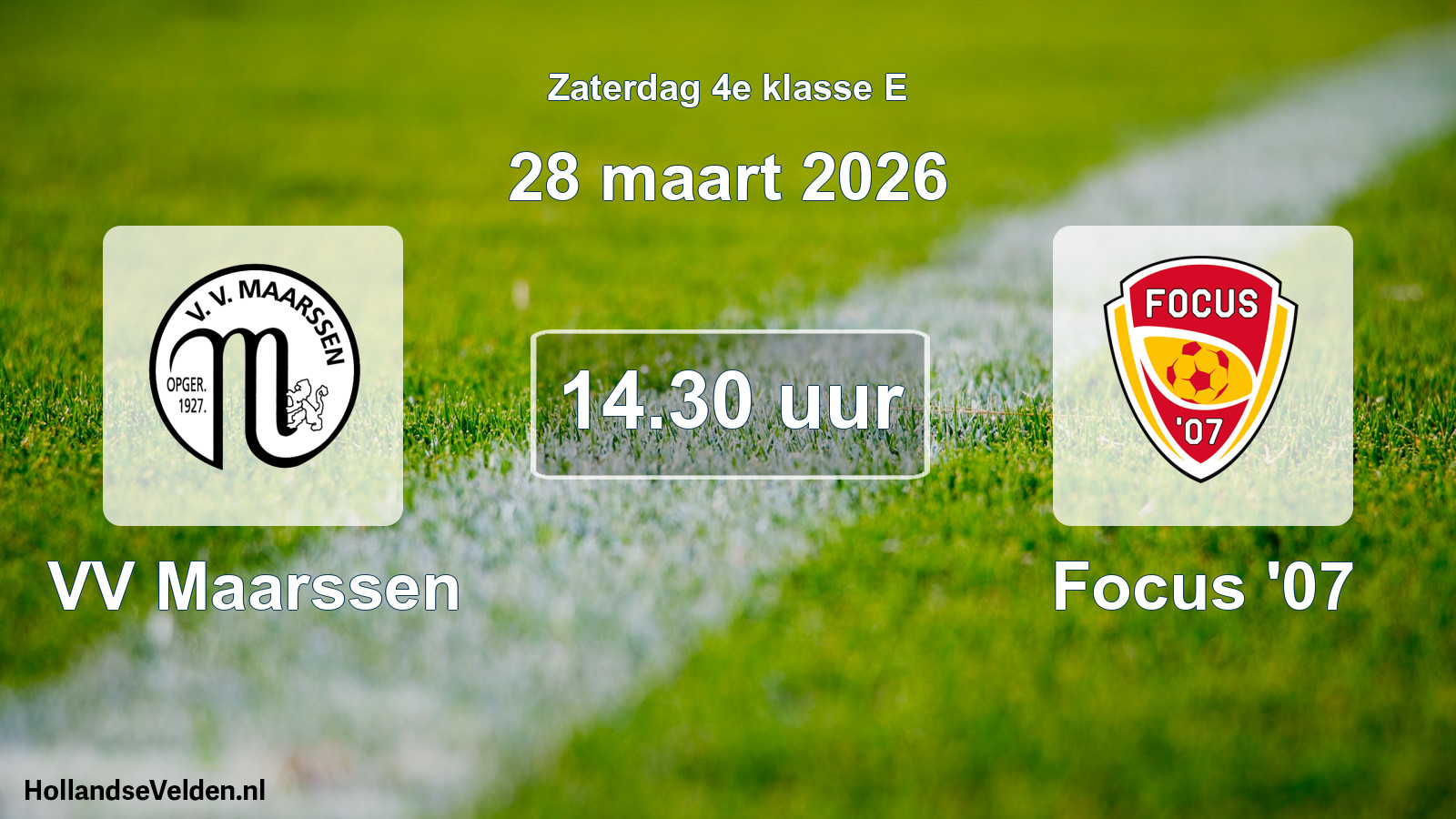 Geplande wedstrijd: VV Maarssen - Focus '07 (28 maart 2026)