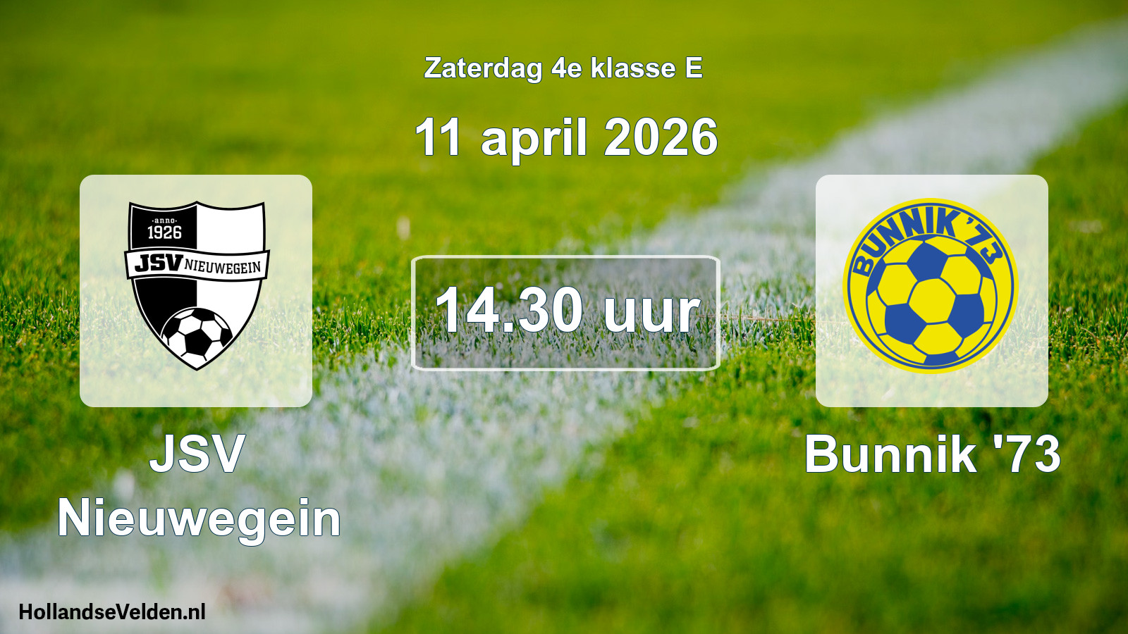 Geplande wedstrijd: JSV Nieuwegein - Bunnik '73 (11 april 2026)