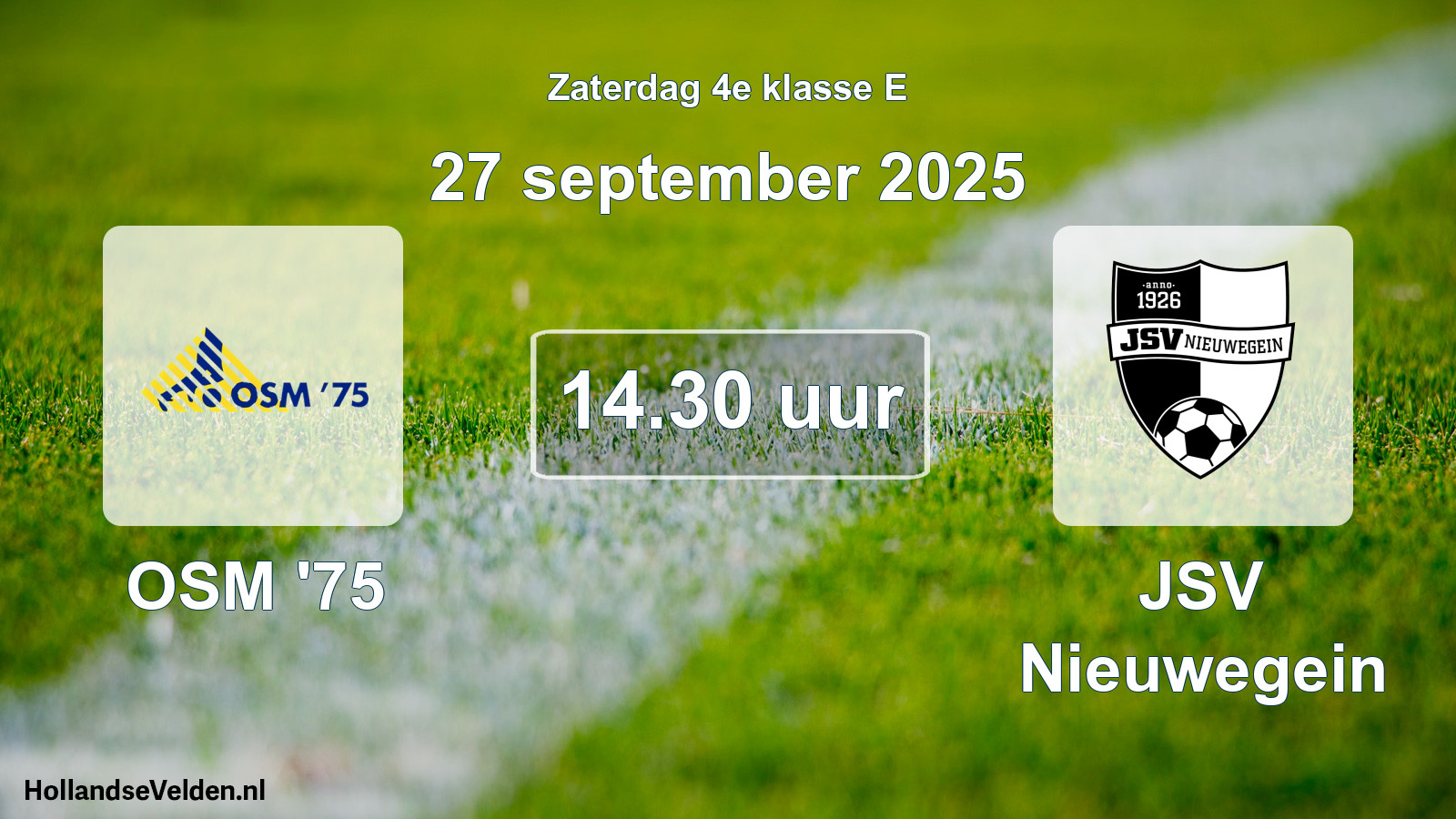 Geplande wedstrijd: OSM '75 - JSV Nieuwegein (27 september 2025)