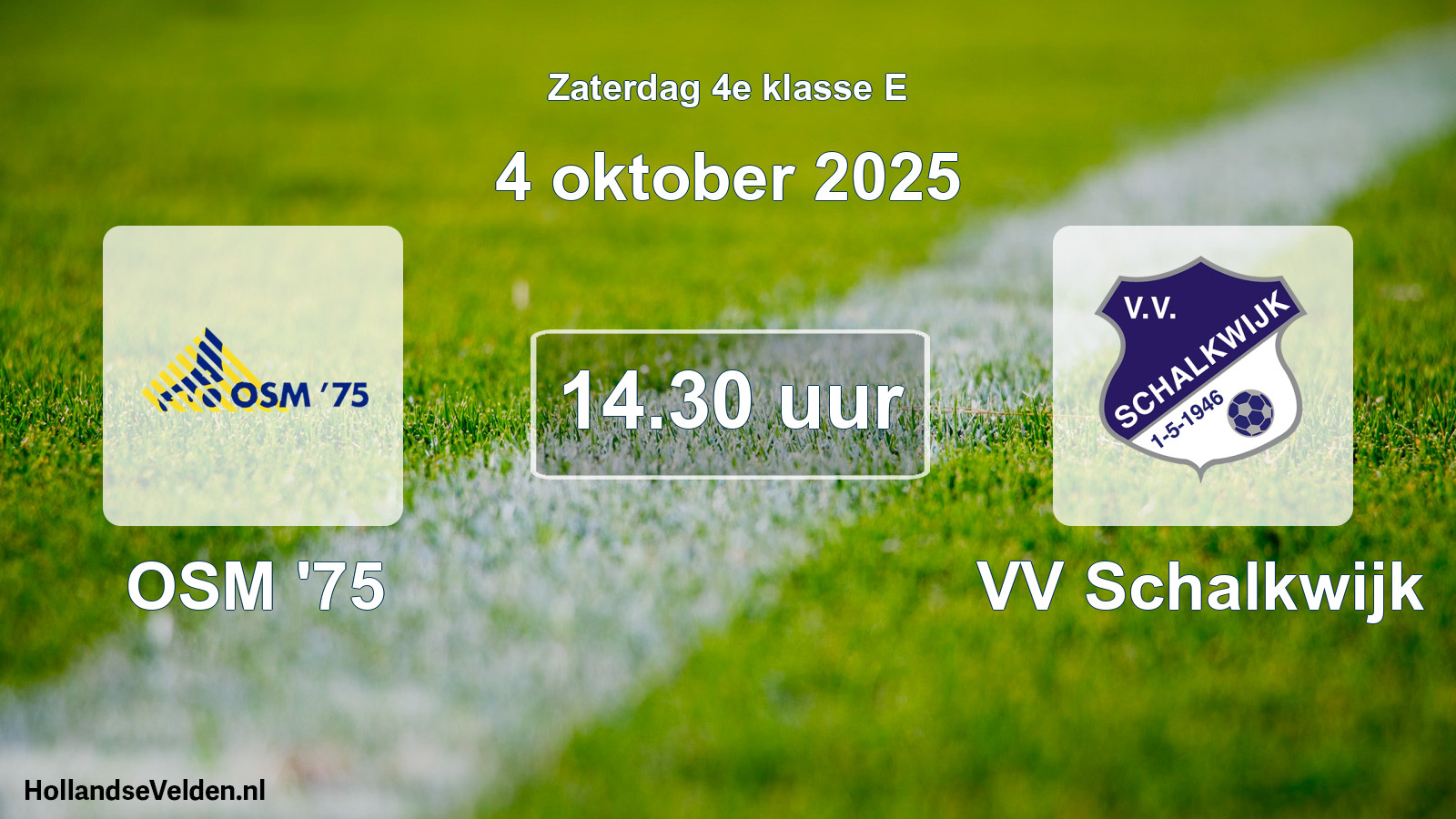 Geplande wedstrijd: OSM '75 - VV Schalkwijk (4 oktober 2025)