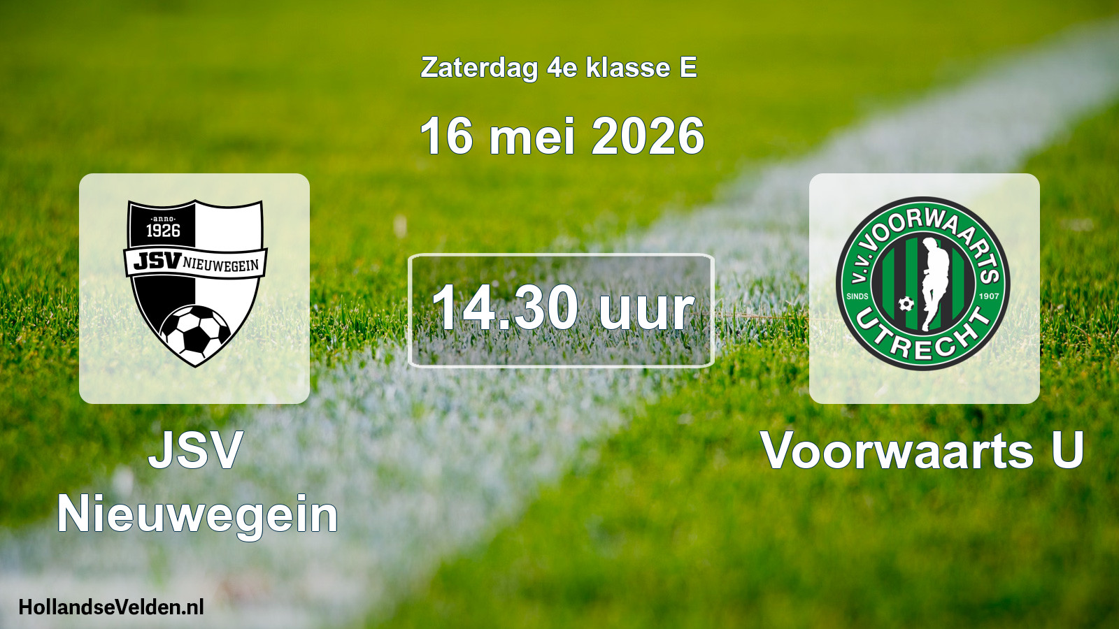 Geplande wedstrijd: JSV Nieuwegein - Voorwaarts U (16 mei 2026)