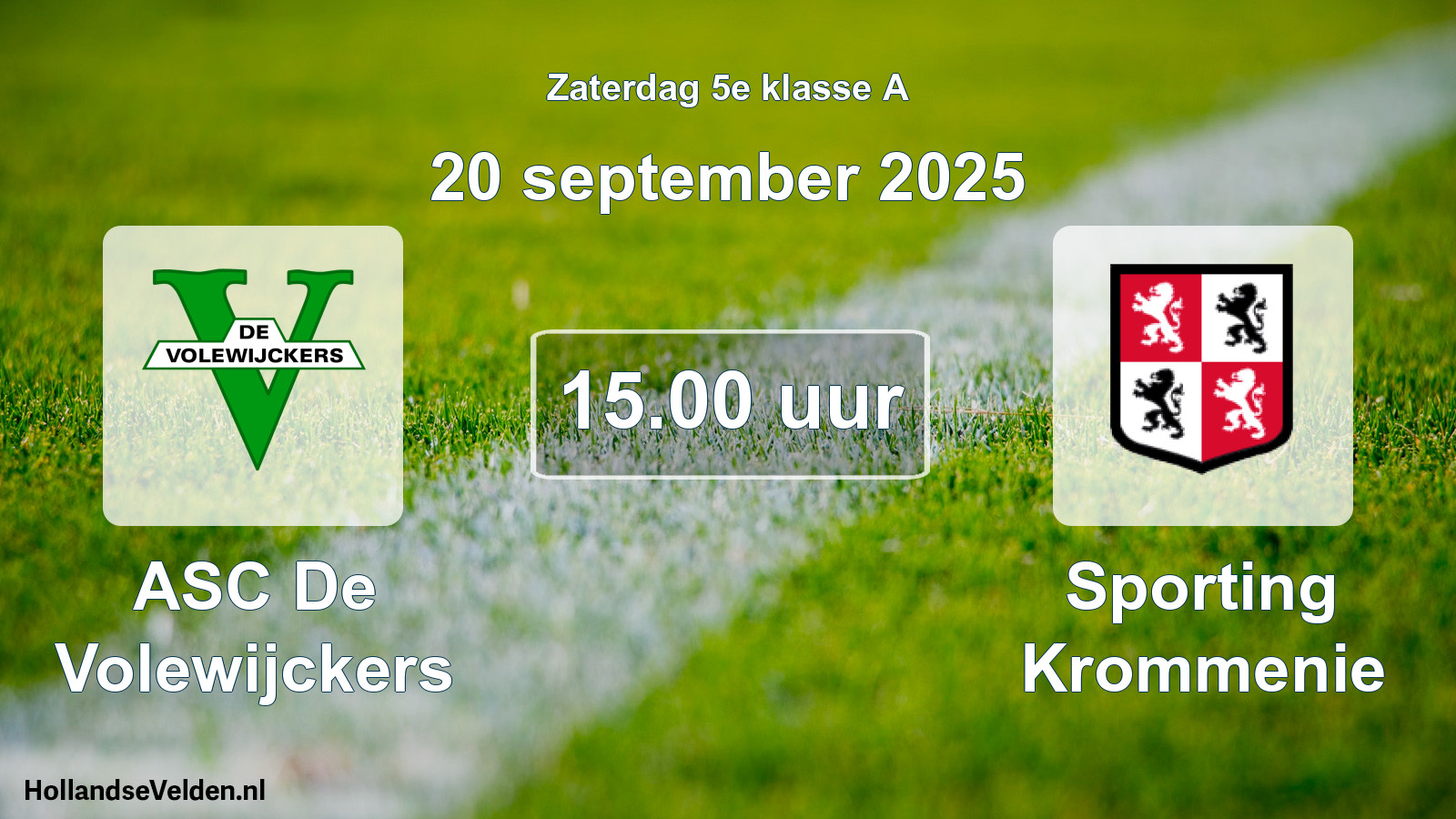 Scheduled Match: ASC De Volewijckers - Sporting Krommenie (20 September 2025)
