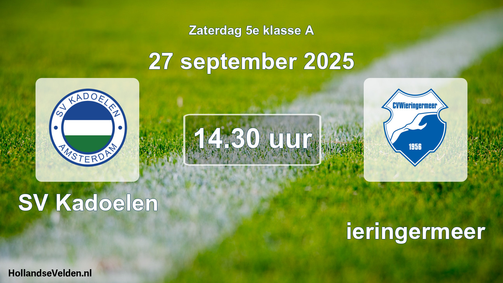 Scheduled Match: SV Kadoelen - Wieringermeer (27 September 2025)