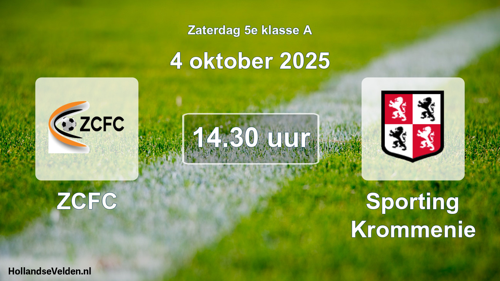 Geplande wedstrijd: ZCFC - Sporting Krommenie (4 oktober 2025)