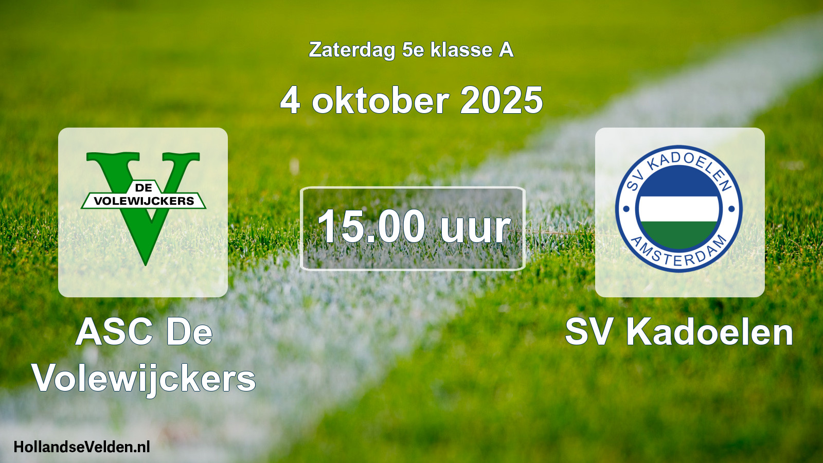 Scheduled Match: ASC De Volewijckers - SV Kadoelen (4 October 2025)