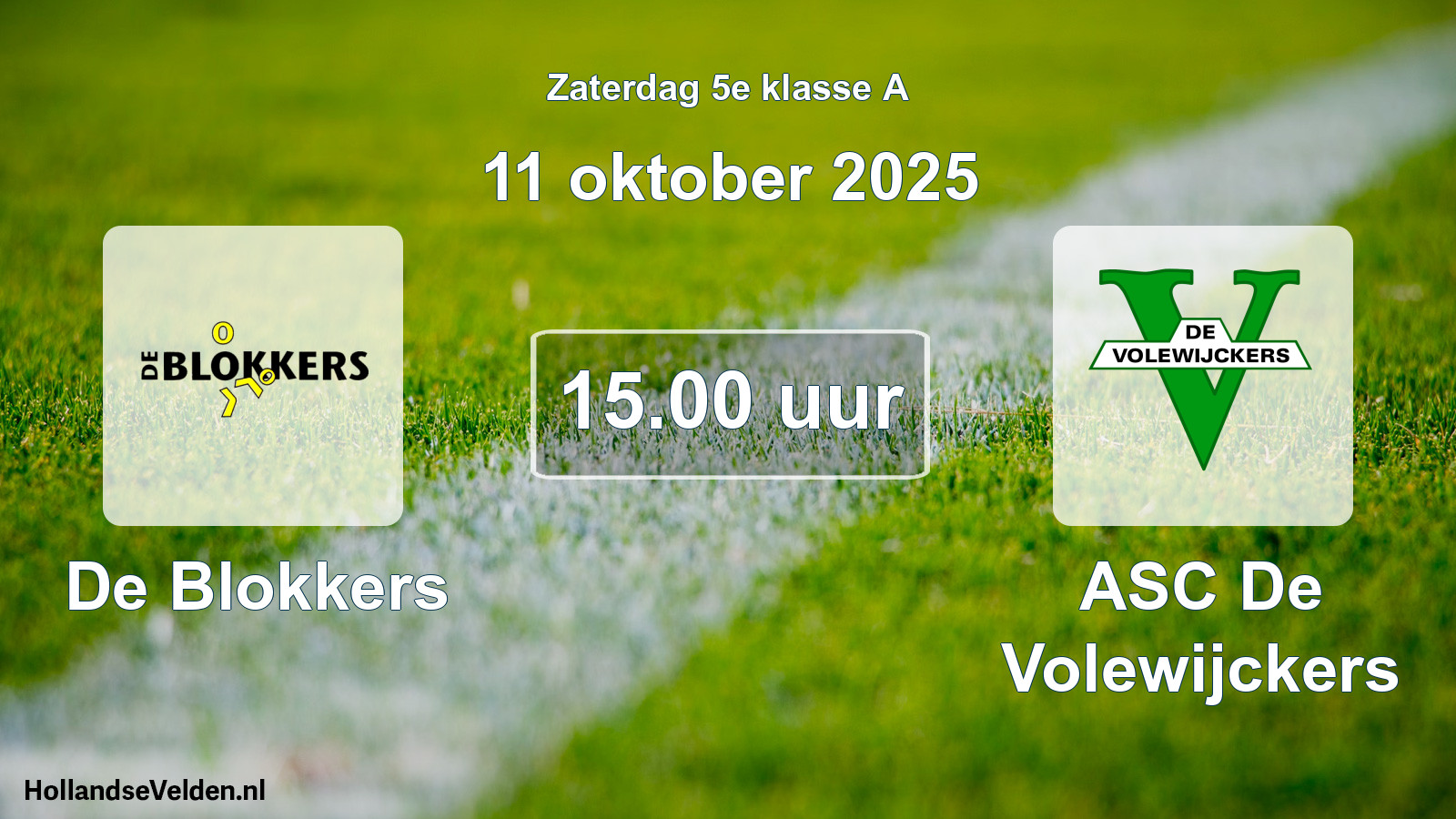 Scheduled Match: De Blokkers - ASC De Volewijckers (11 October 2025)