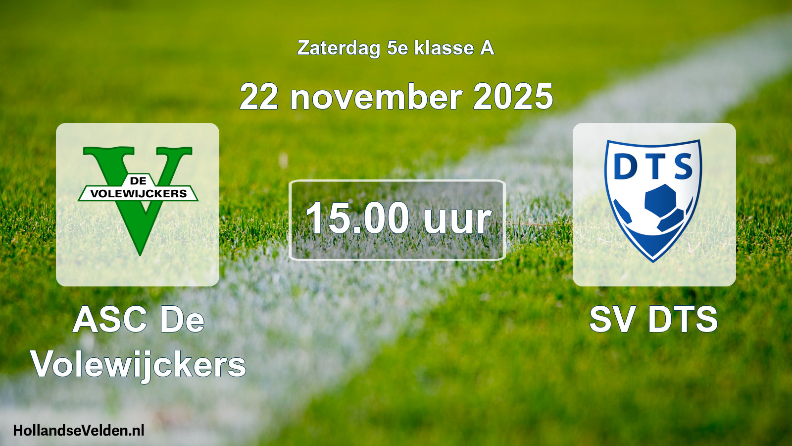 Scheduled Match: ASC De Volewijckers - SV DTS (22 November 2025)