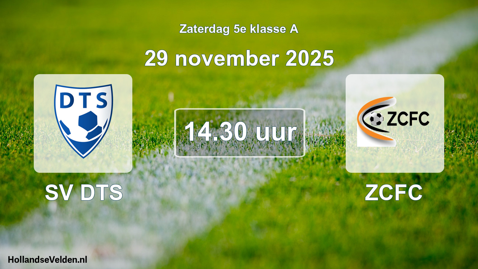 Geplande wedstrijd: SV DTS - ZCFC (29 november 2025)