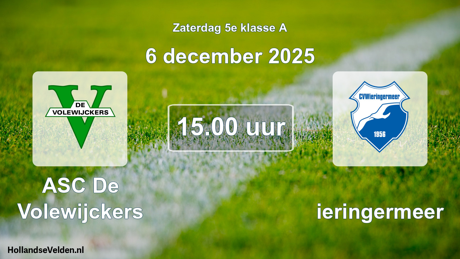 Scheduled Match: ASC De Volewijckers - Wieringermeer (6 December 2025)