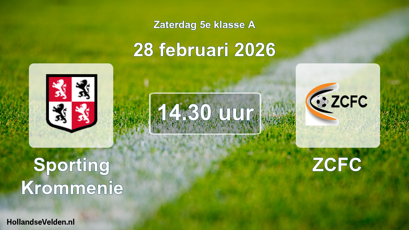 Geplande wedstrijd: Sporting Krommenie - ZCFC (28 februari 2026)