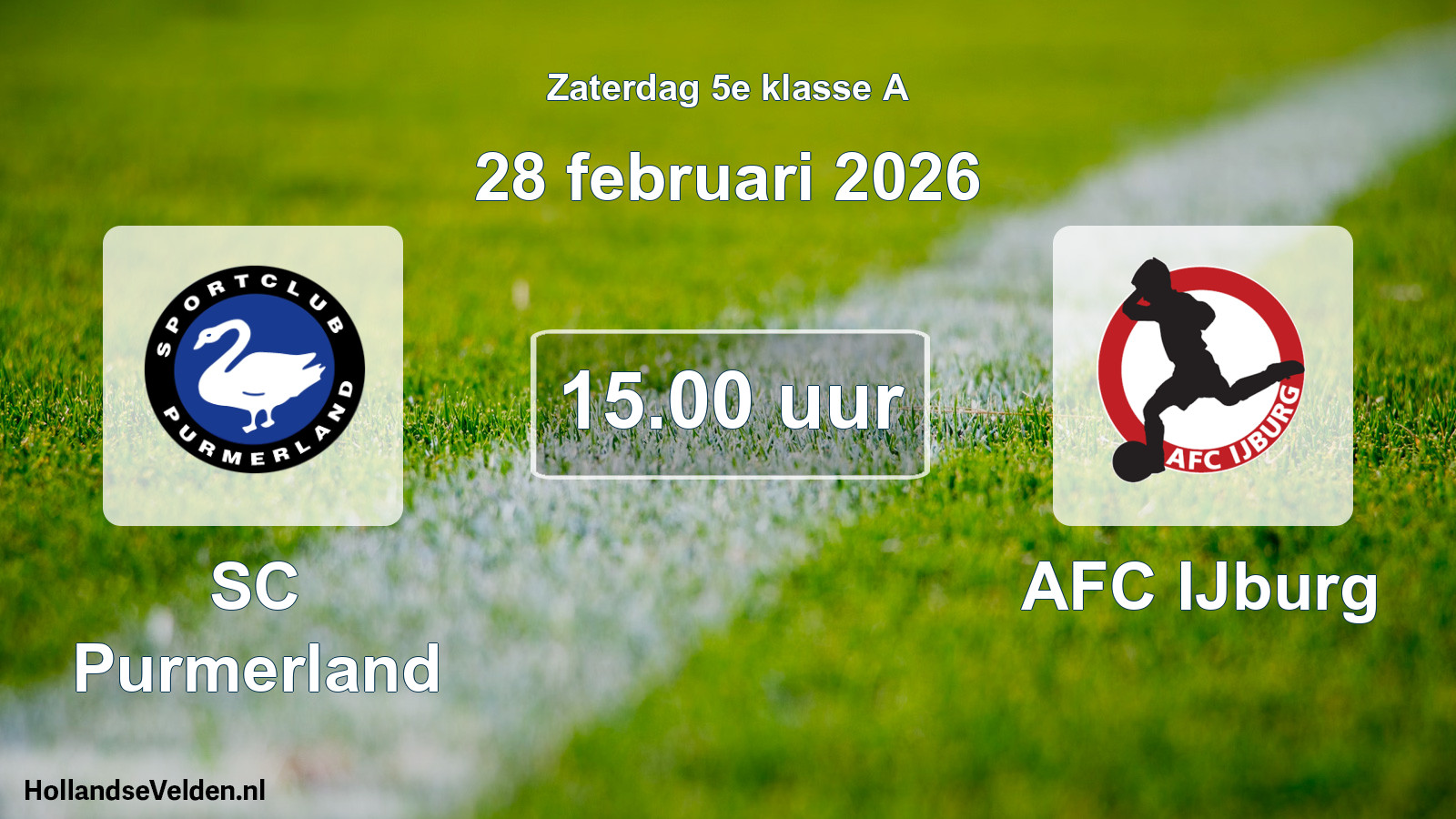 Geplande wedstrijd: SC Purmerland - AFC IJburg (28 februari 2026)