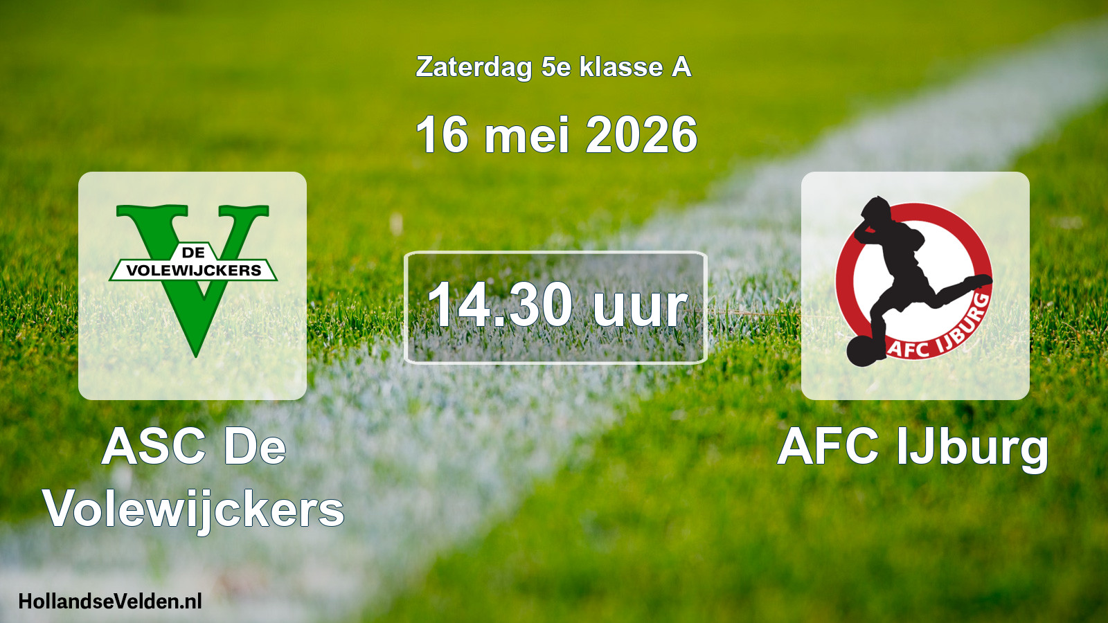 Geplande wedstrijd: ASC De Volewijckers - AFC IJburg (16 mei 2026)