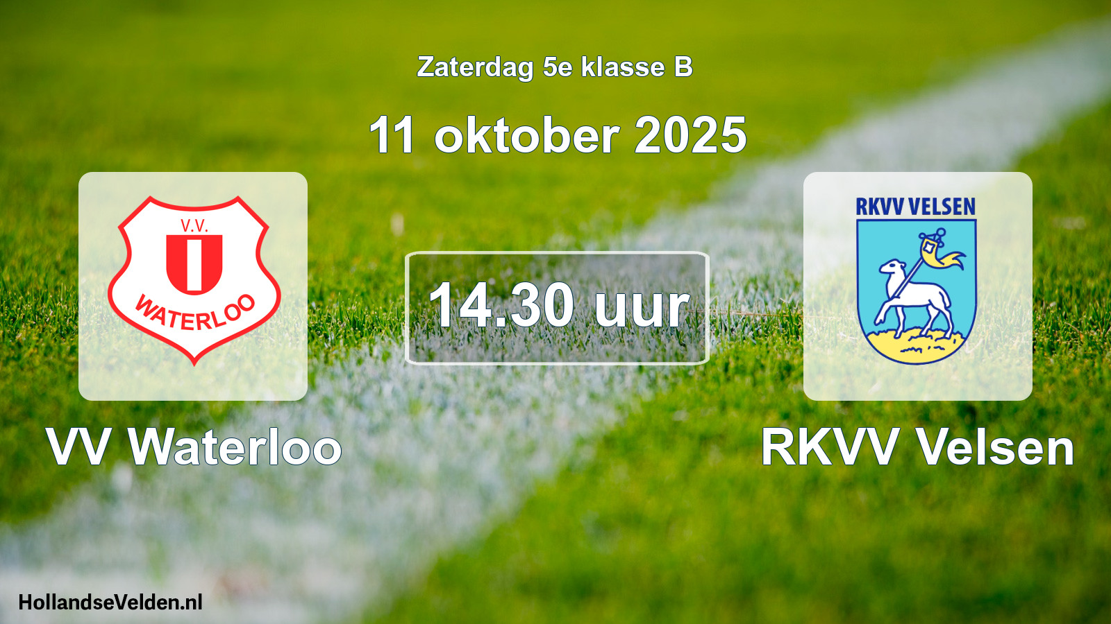 Geplande wedstrijd: VV Waterloo - RKVV Velsen (11 oktober 2025)