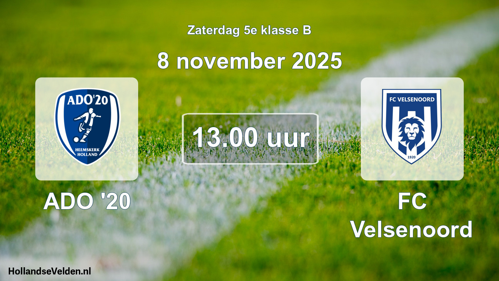 Scheduled Match: ADO '20 - FC Velsenoord (8 November 2025)