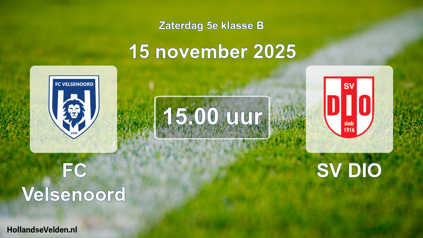 Geplande wedstrijd: FC Velsenoord - SV DIO (15 november 2025)