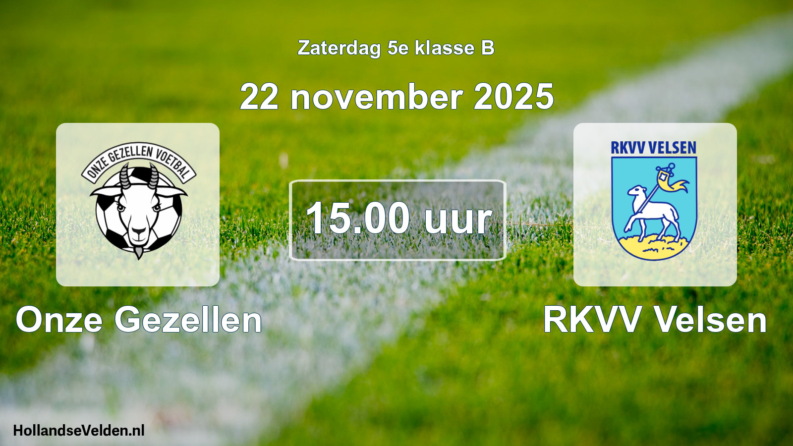 Scheduled Match: Onze Gezellen - RKVV Velsen (22 November 2025)