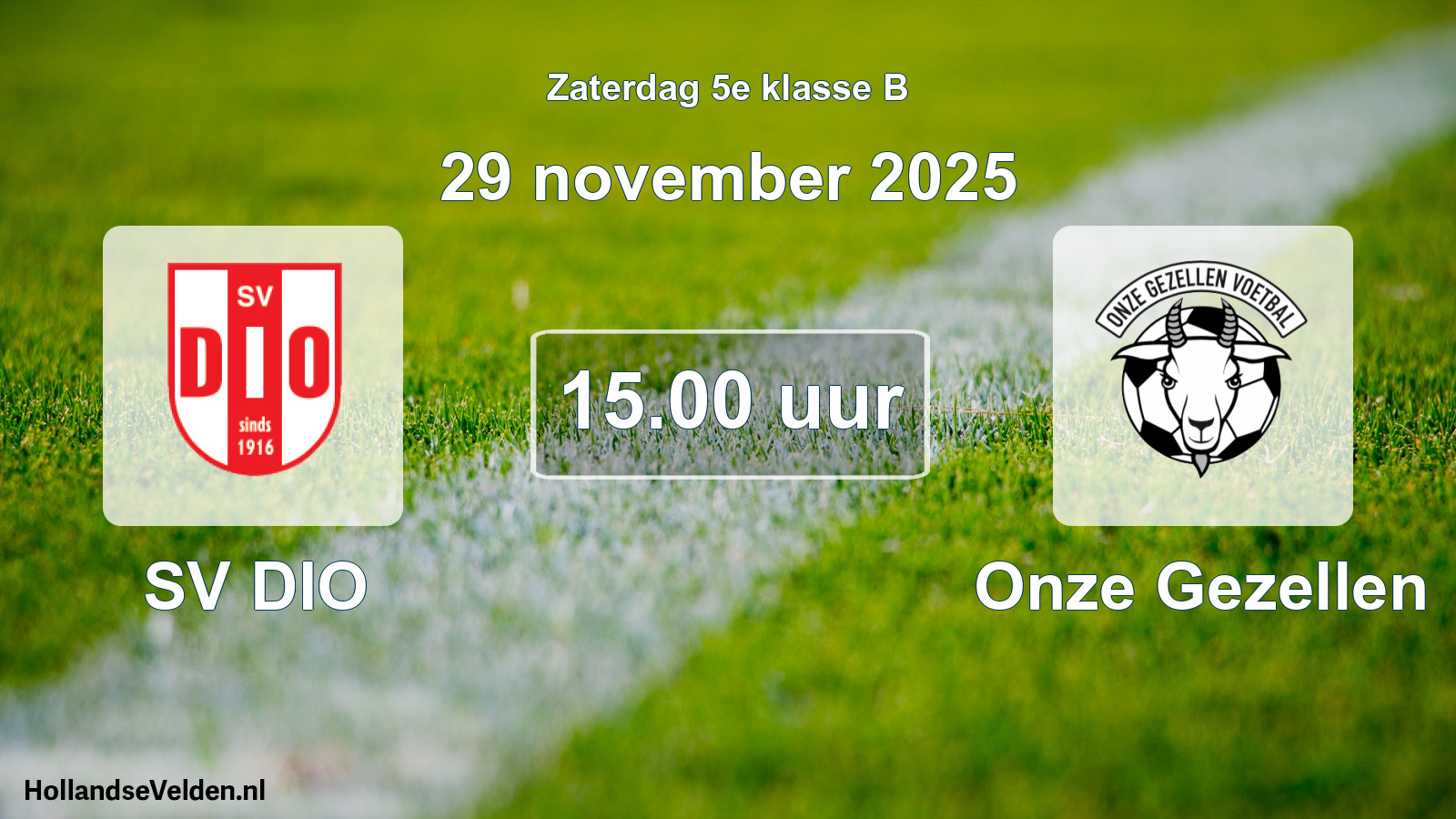 Scheduled Match: SV DIO - Onze Gezellen (29 November 2025)