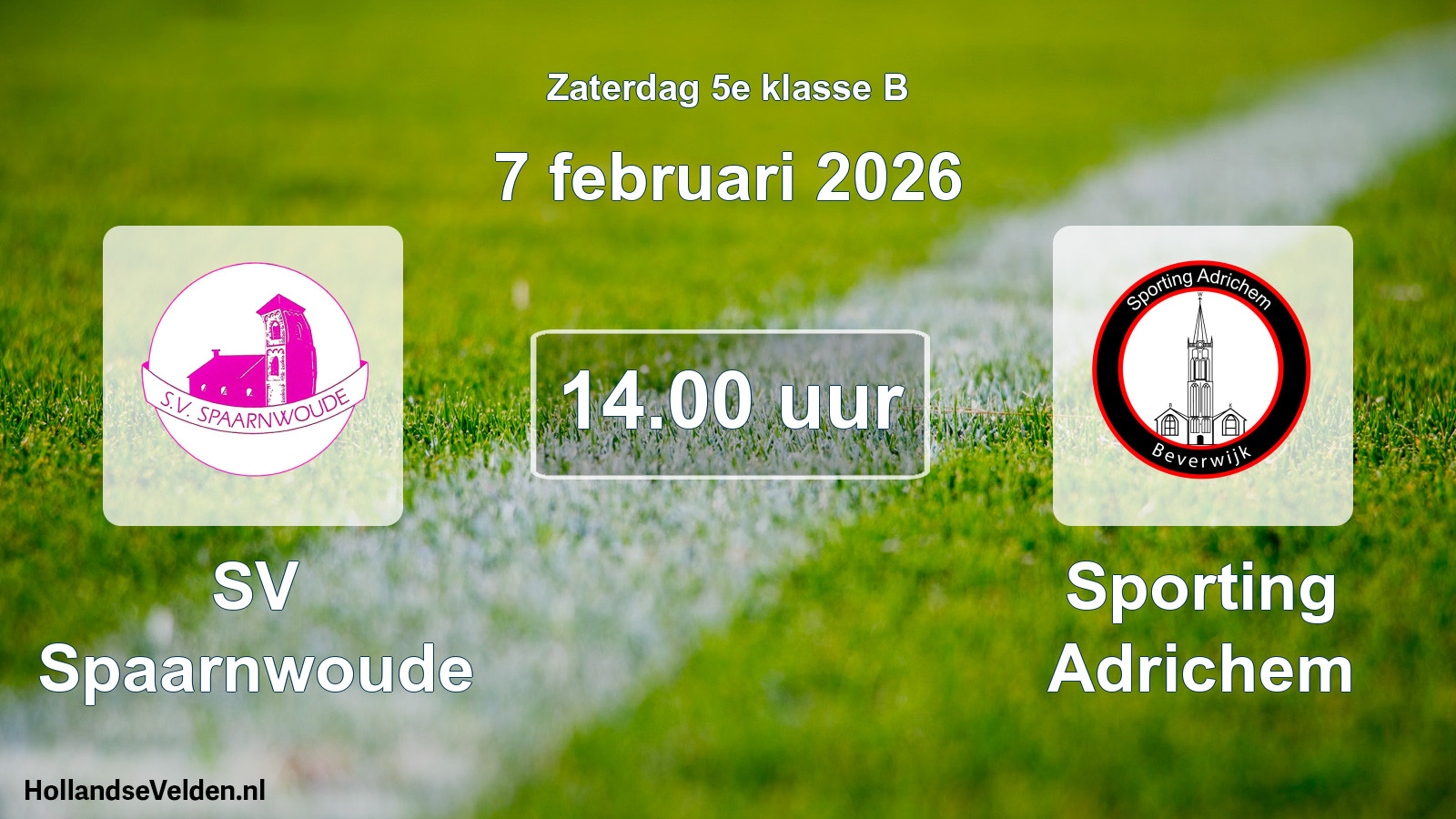 Geplande wedstrijd: SV Spaarnwoude - Sporting Adrichem (7 februari 2026)