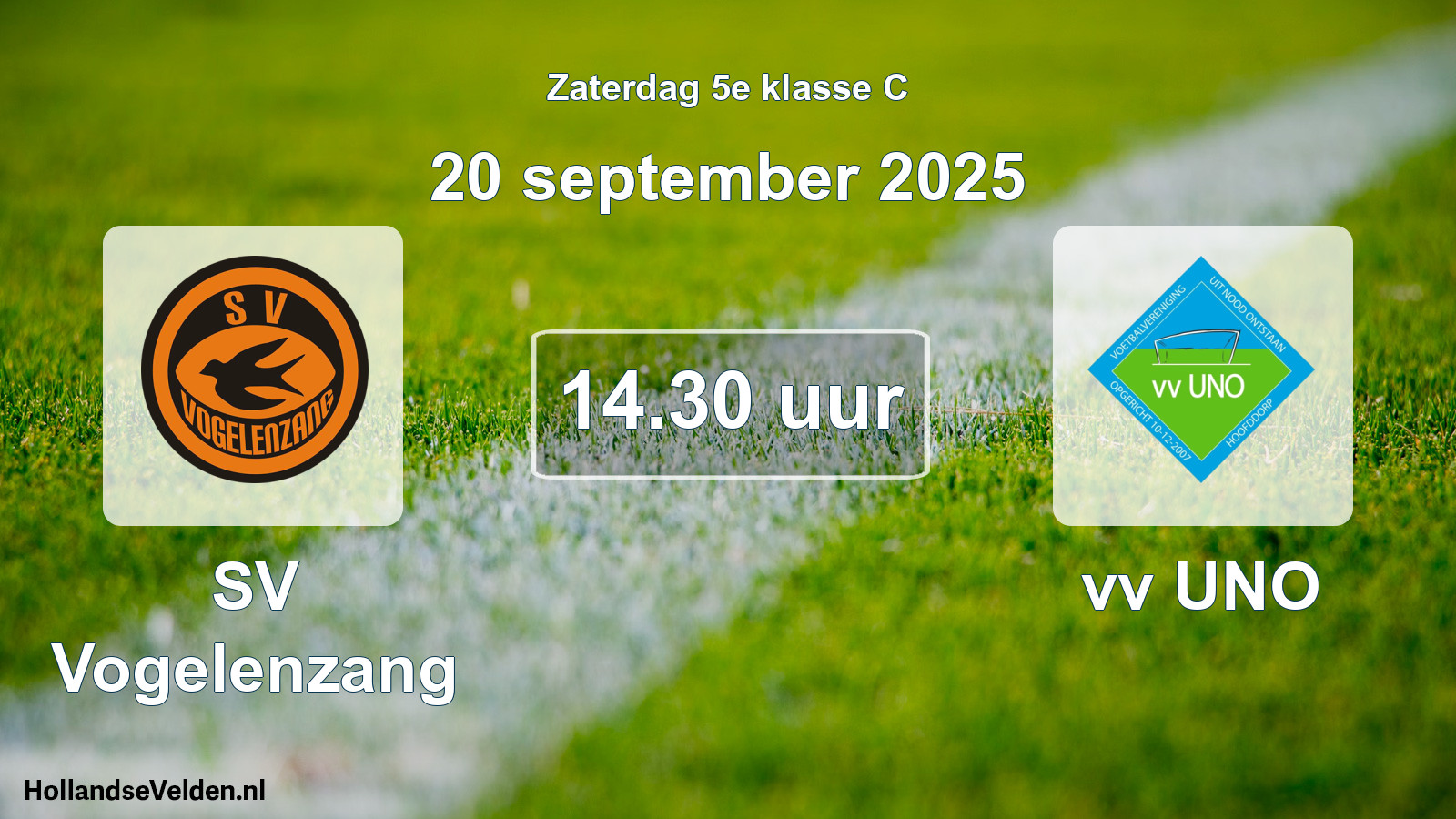 Scheduled Match: SV Vogelenzang - vv UNO (20 September 2025)