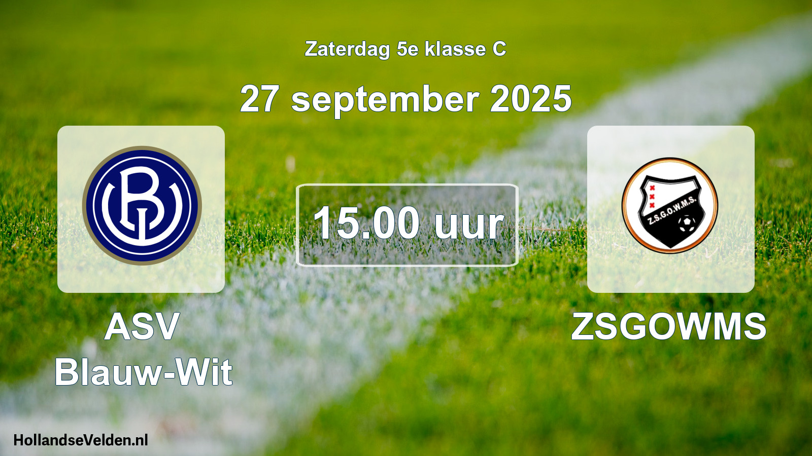 Scheduled Match: ASV Blauw-Wit - ZSGOWMS (27 September 2025)