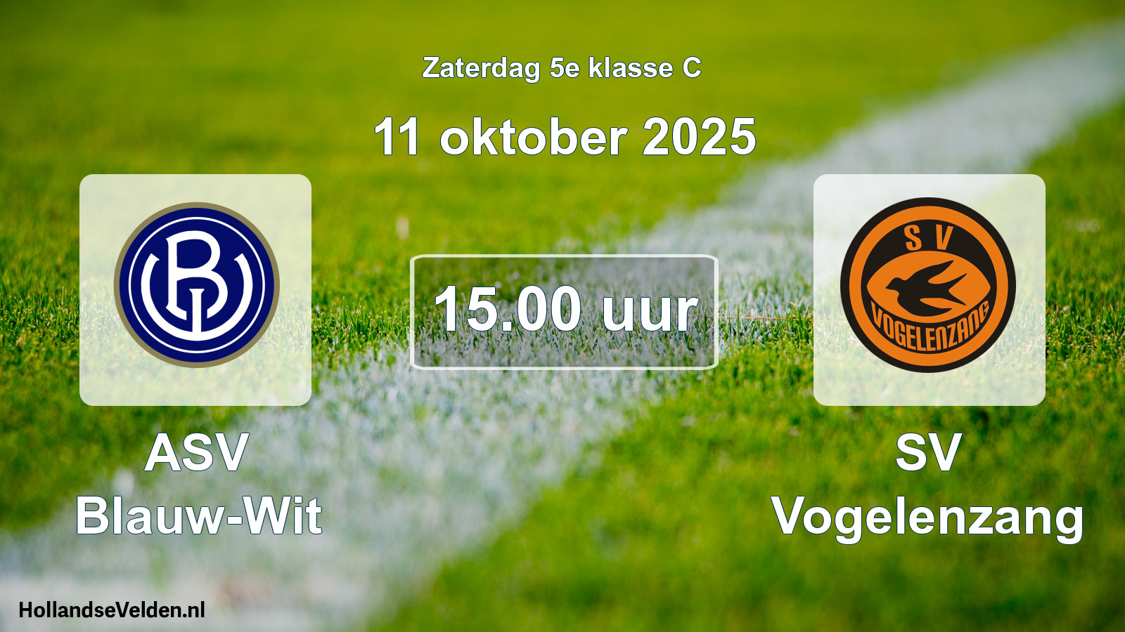 Geplande wedstrijd: ASV Blauw-Wit - SV Vogelenzang (11 oktober 2025)