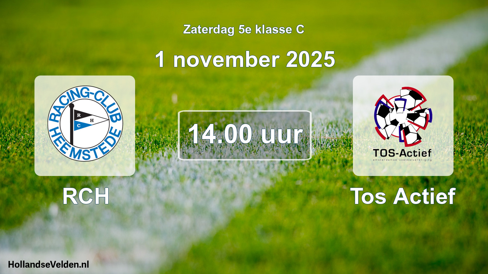 Geplande wedstrijd: RCH - Tos Actief (1 november 2025)
