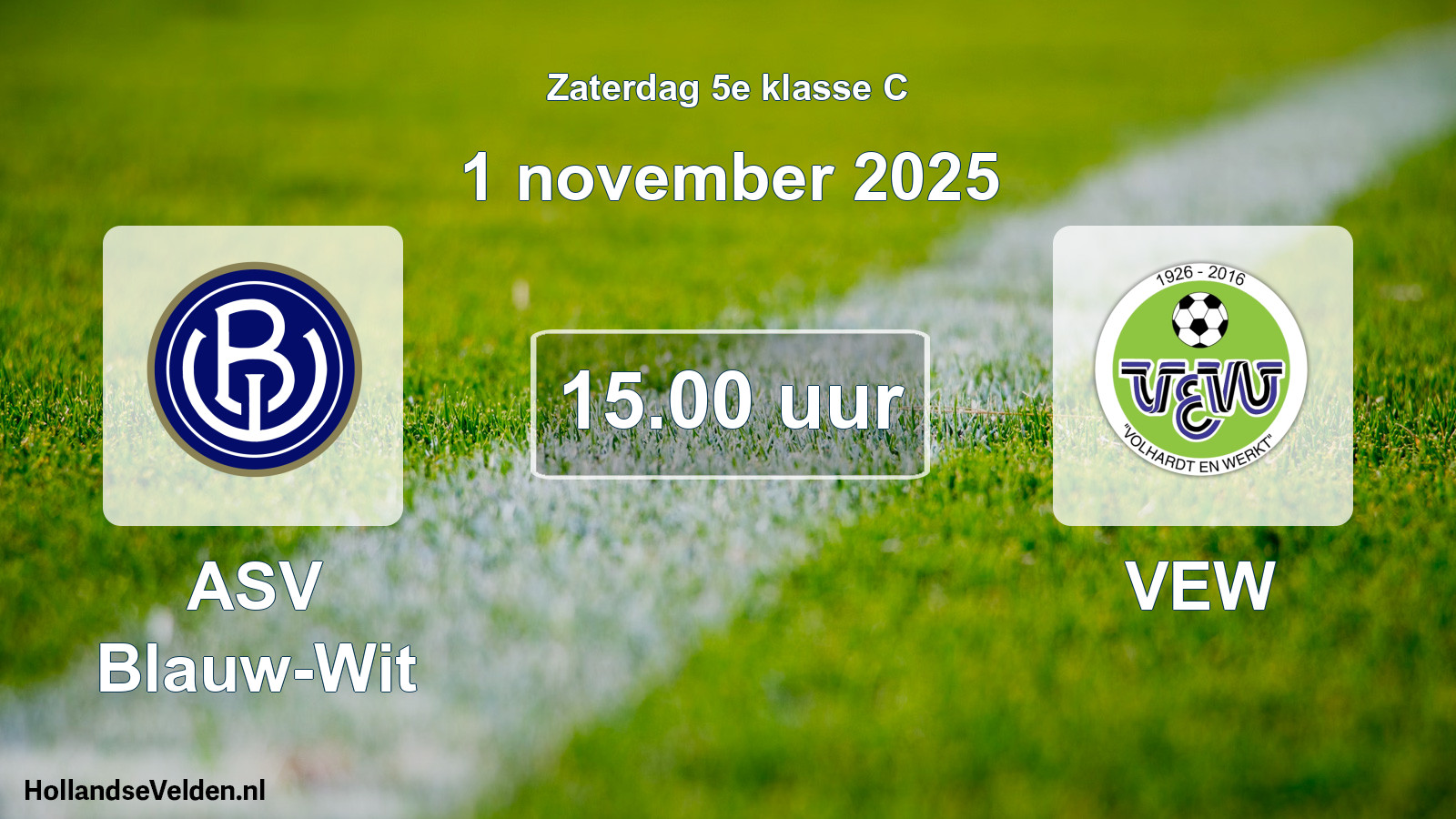 Scheduled Match: ASV Blauw-Wit - VEW (1 November 2025)