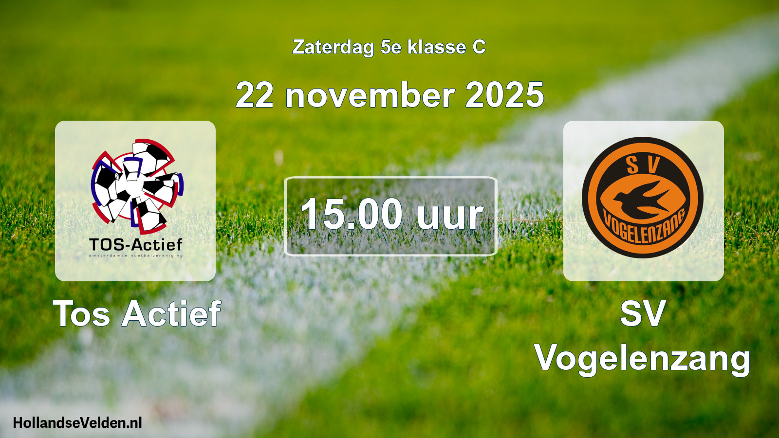 Scheduled Match: Tos Actief - SV Vogelenzang (22 November 2025)