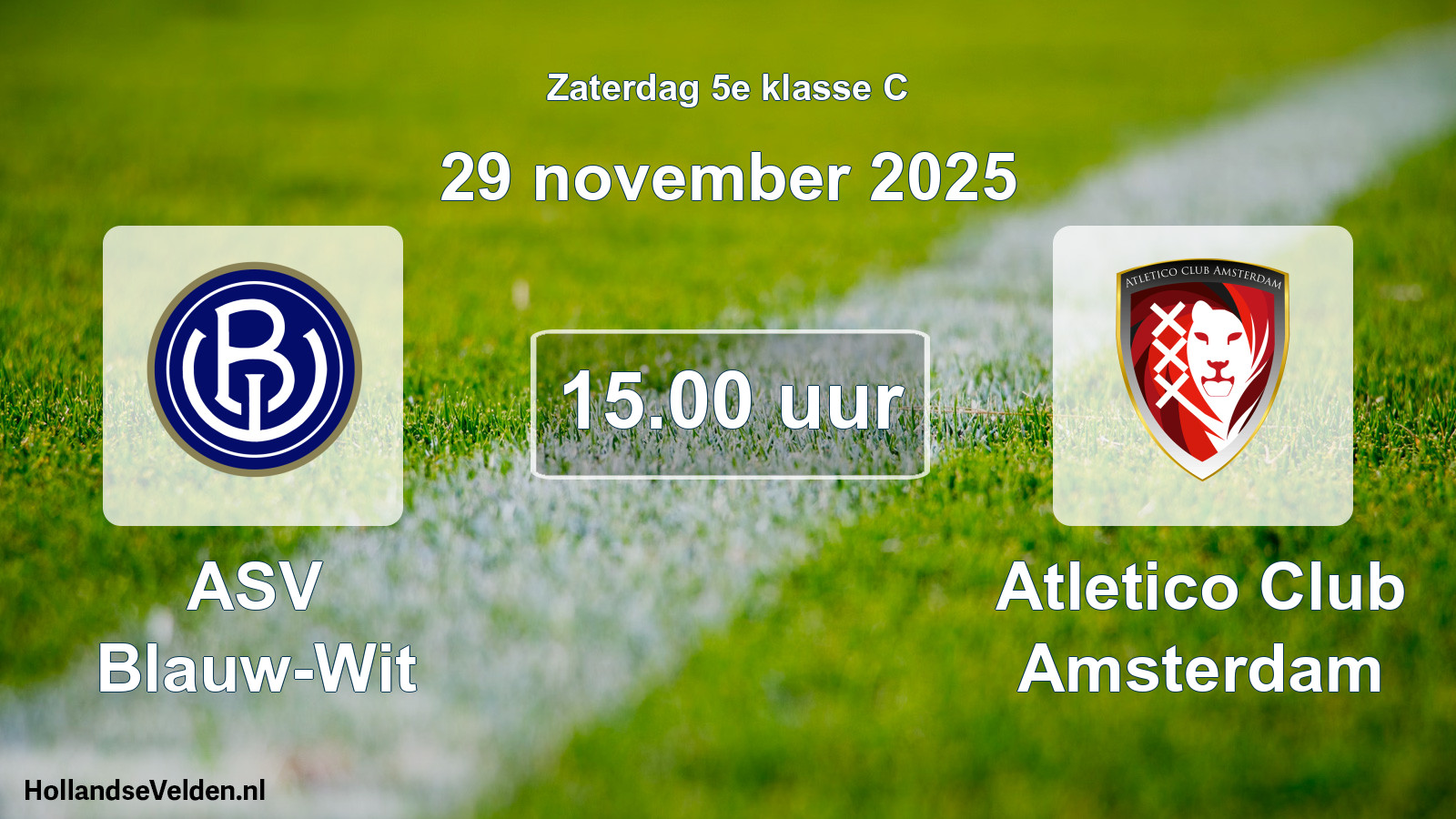 Geplande wedstrijd: ASV Blauw-Wit - Atletico Club Amsterdam (29 november 2025)