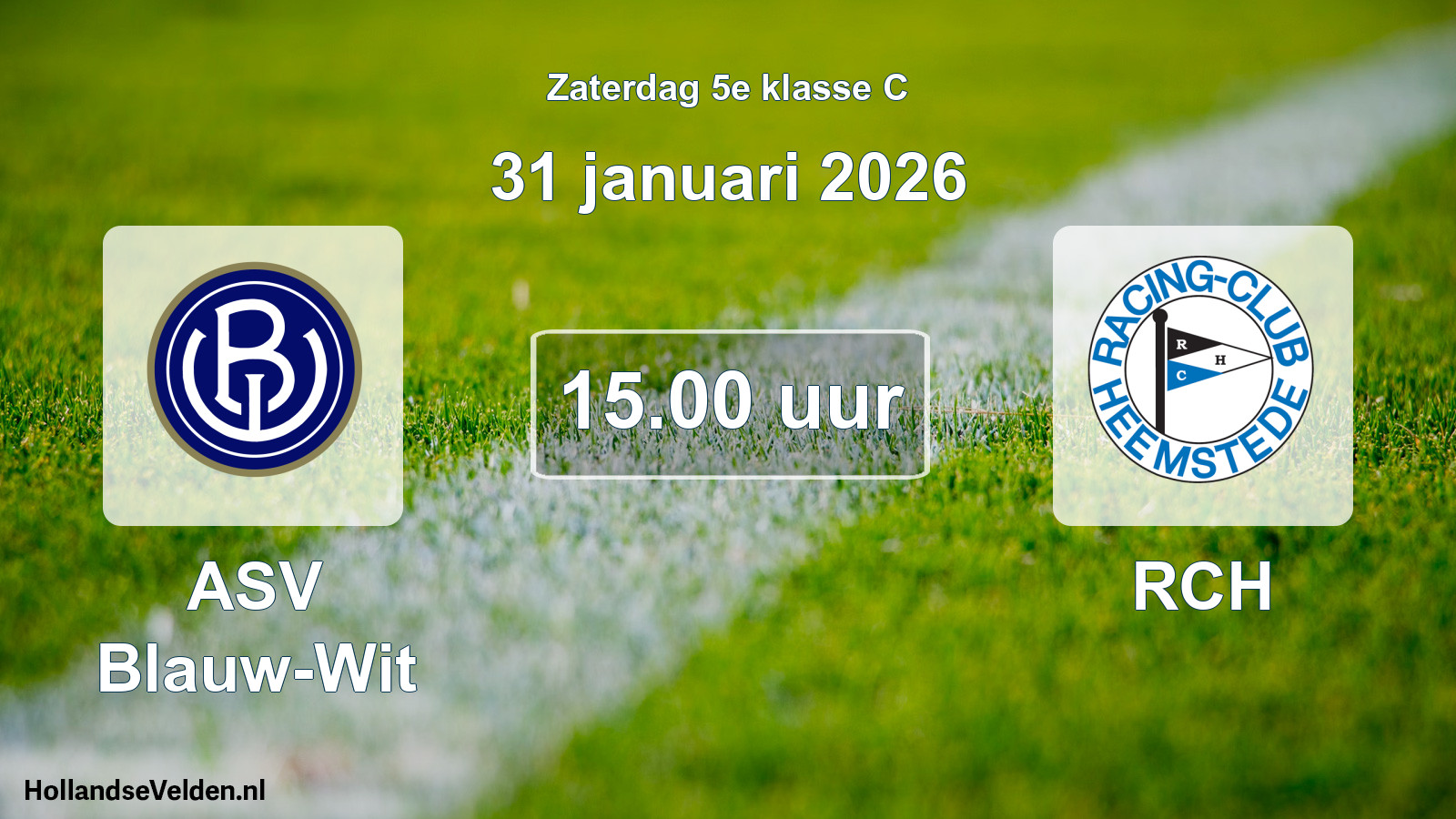 Scheduled Match: ASV Blauw-Wit - RCH (31 January 2026)