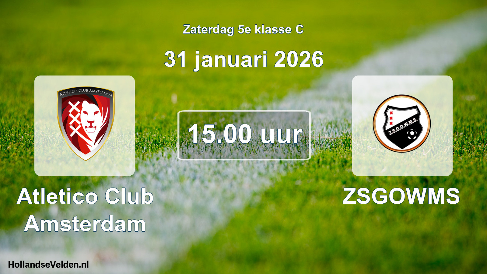 Geplande wedstrijd: Atletico Club Amsterdam - ZSGOWMS (31 januari 2026)