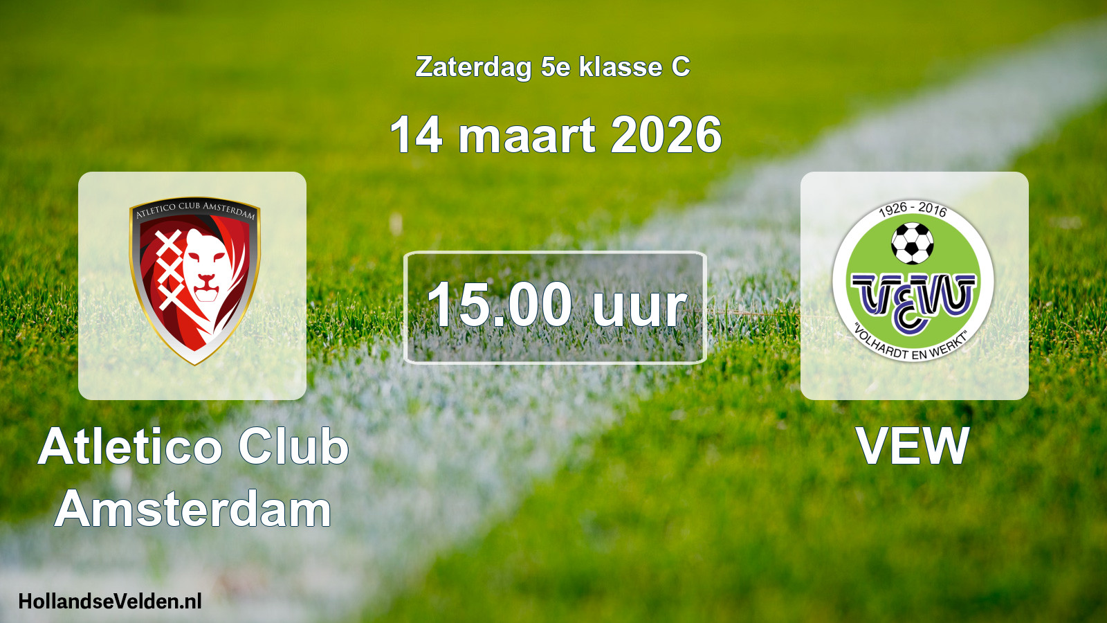 Geplande wedstrijd: Atletico Club Amsterdam - VEW (14 maart 2026)