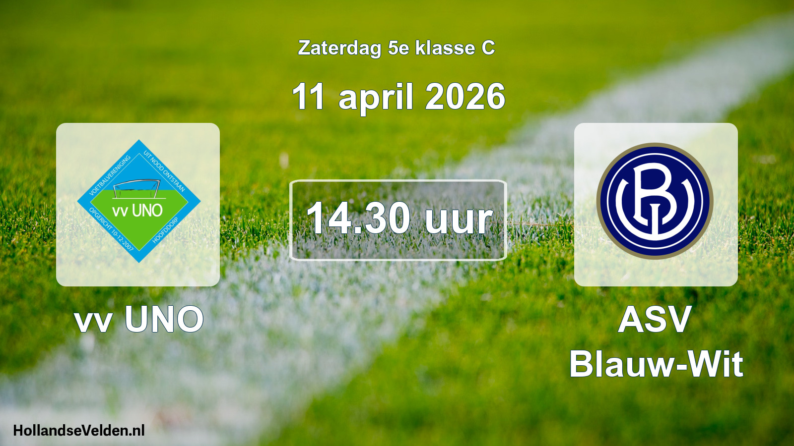 Scheduled Match: vv UNO - ASV Blauw-Wit (11 April 2026)