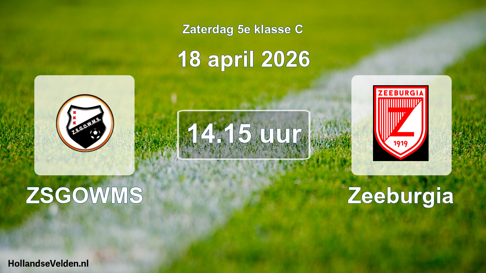 Geplande wedstrijd: ZSGOWMS - Zeeburgia (18 april 2026)