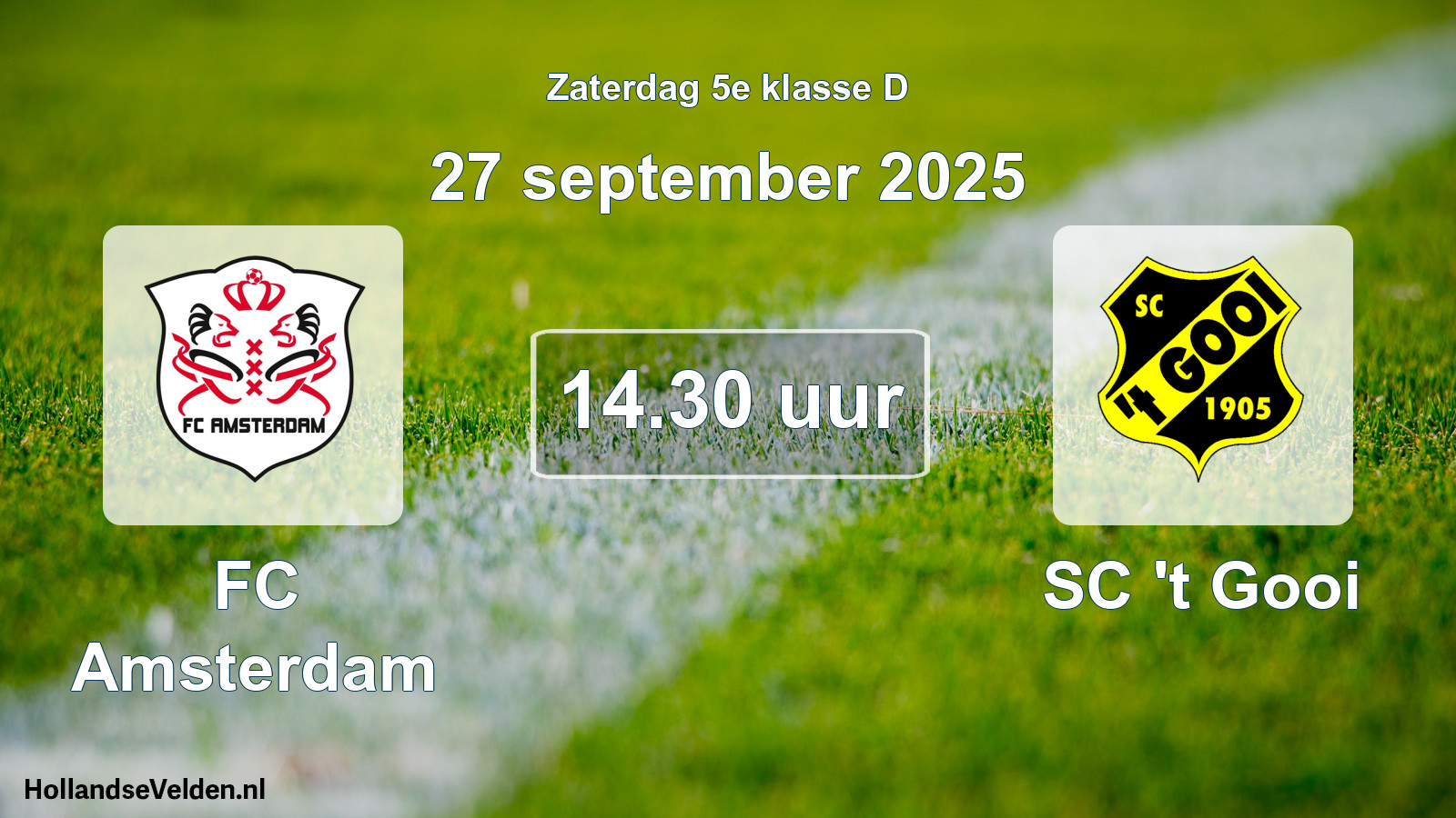 Geplande wedstrijd: FC Amsterdam - SC 't Gooi (27 september 2025)